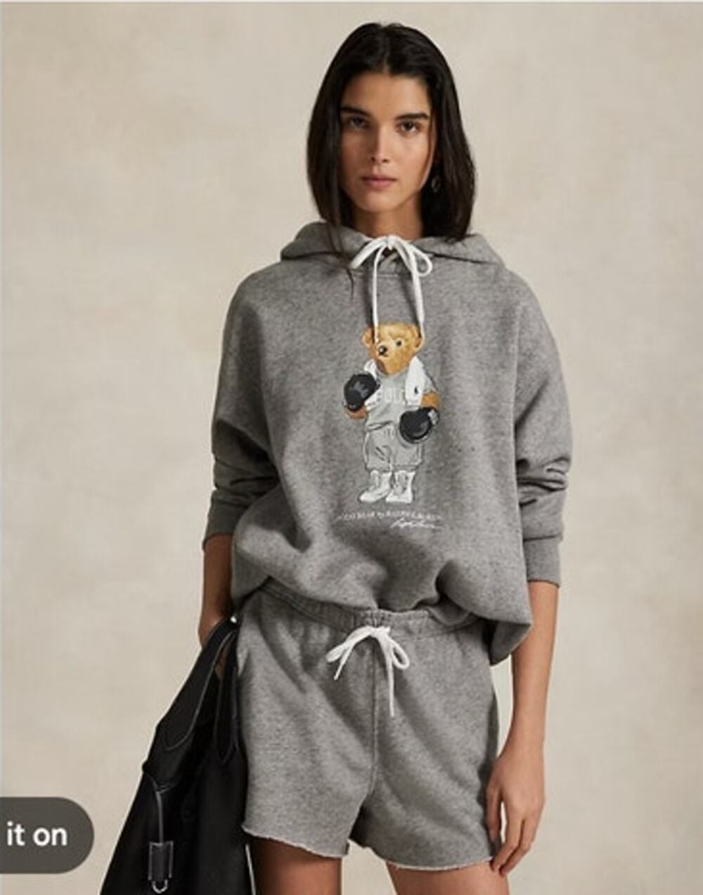 POLO RALPH LAUREN Sz M Medium Gray Boxing Bear Hoodie Sweatshirt